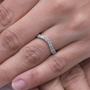 Half Eternity Curved Wedding Band Sterling Silver